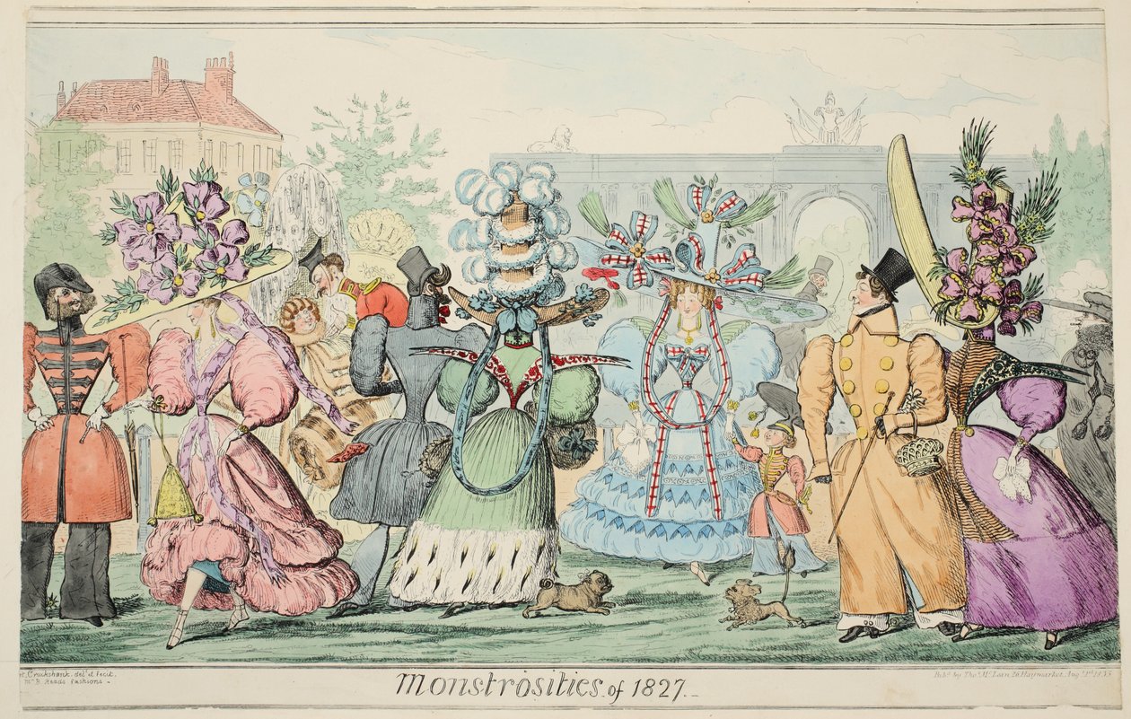 Monstruosités de 1827, pub. 1835 (gravure en couleur) - Isaac Robert Cruikshank