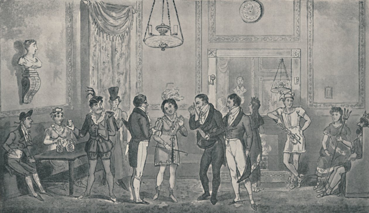 La salle verte au théâtre de Drury Lane, 1821, 1920 - Isaac, Robert and George Cruikshank