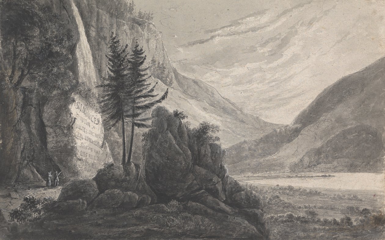 Paysage montagneux avec inscription à Salomon Gessner (Suisse) - Isaac Weld