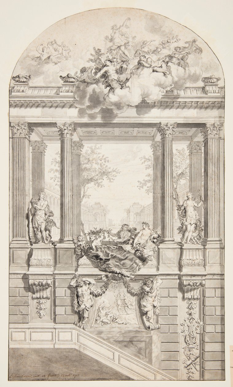Design pour escalier, château de Voorst, La Haye, Pays-Bas - Isaac de Moucheron