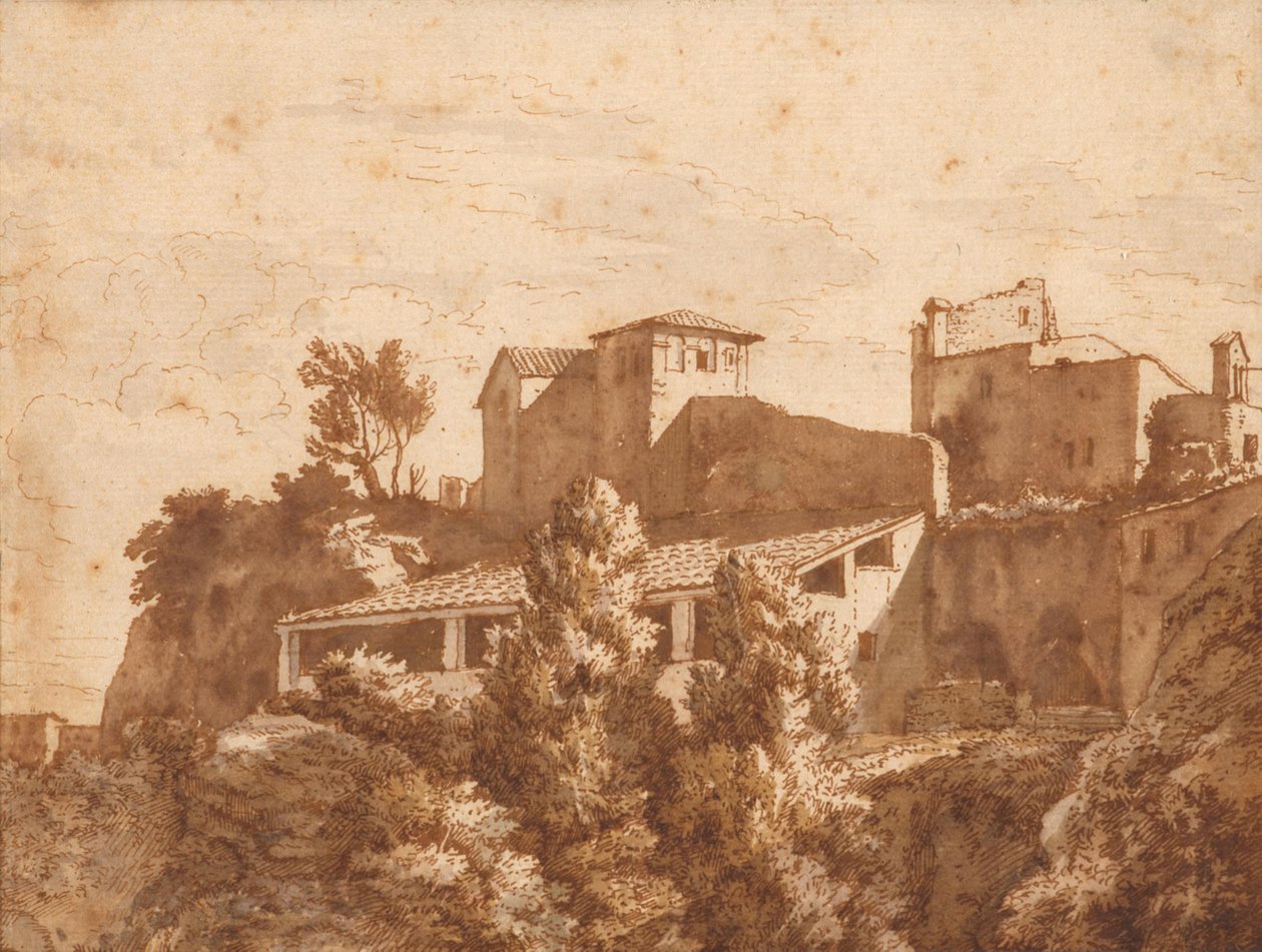 Vue de quelques maisons (Tivoli?) - Isaac de Moucheron