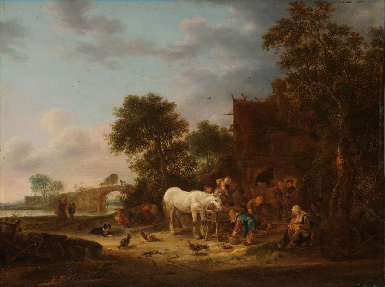 Auberge de campagne avec un cheval à l