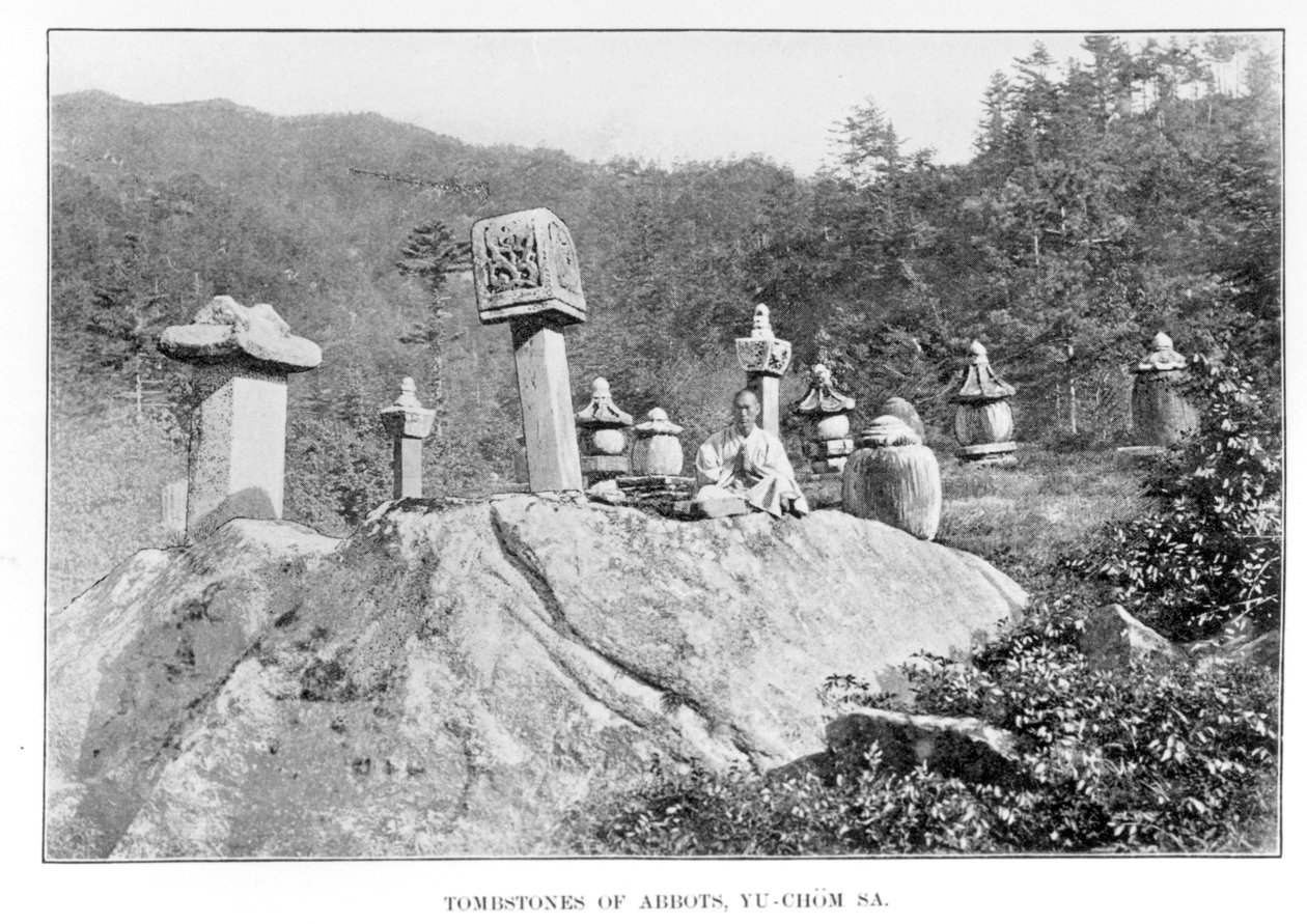 Cimetière du monastère bouddhiste Yu-Chom-Sa, tiré de La Corée et ses Voisins par Isabella Bird, publié en 1898 - Isabella Bird