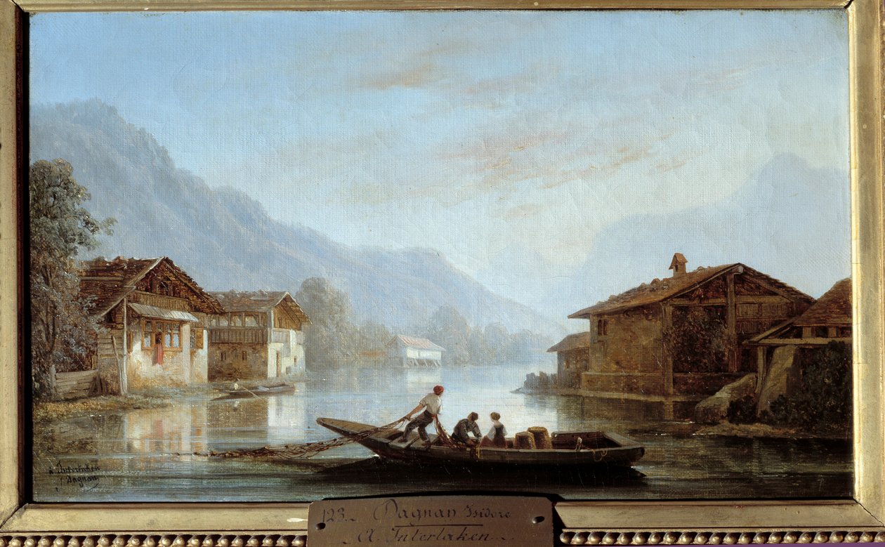 Pêcheurs suisses à Interlaken. Peinture d