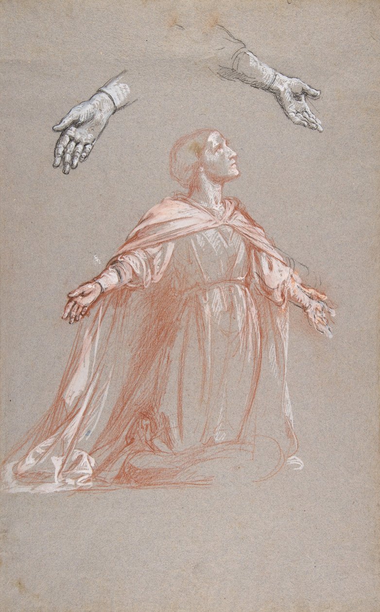 Sainte Clotilde registre du milieu, étude pour peintures murales dans la chapelle de Saint Remi, XIXe siècle - Isidore Pils