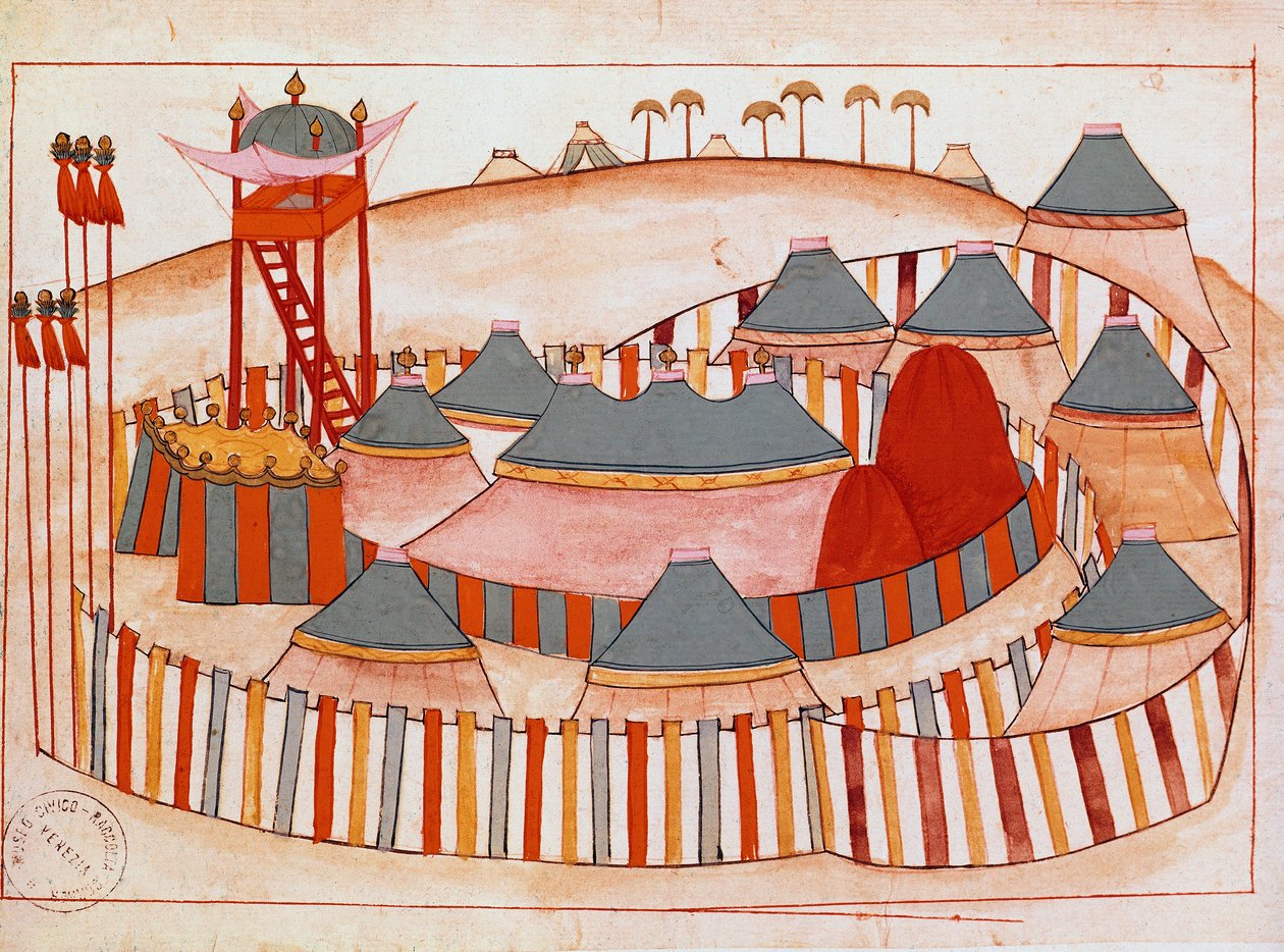 Camp militaire des Turcs Gouache sur papier de l