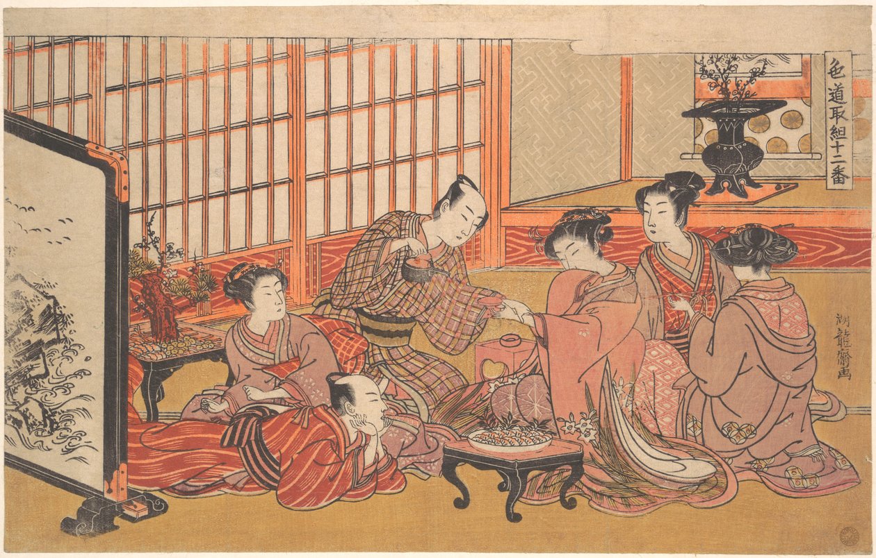 Une cérémonie de mariage simulée - Isoda Koryusai