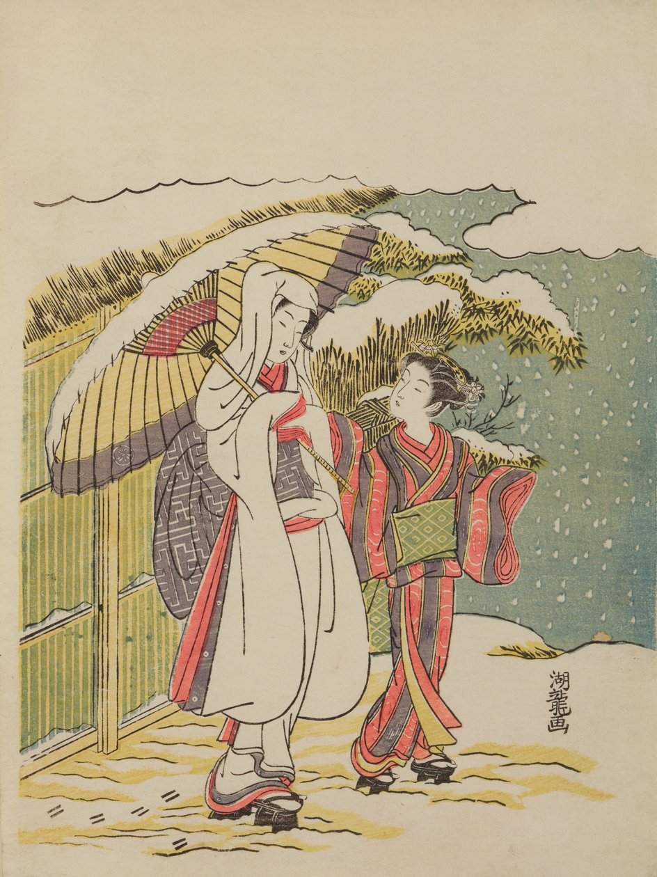 Jeune fille en robe blanche - Isoda Koryusai