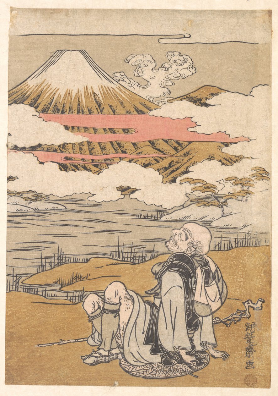 Saigyō contemplant le mont Fuji - Isoda Koryusai