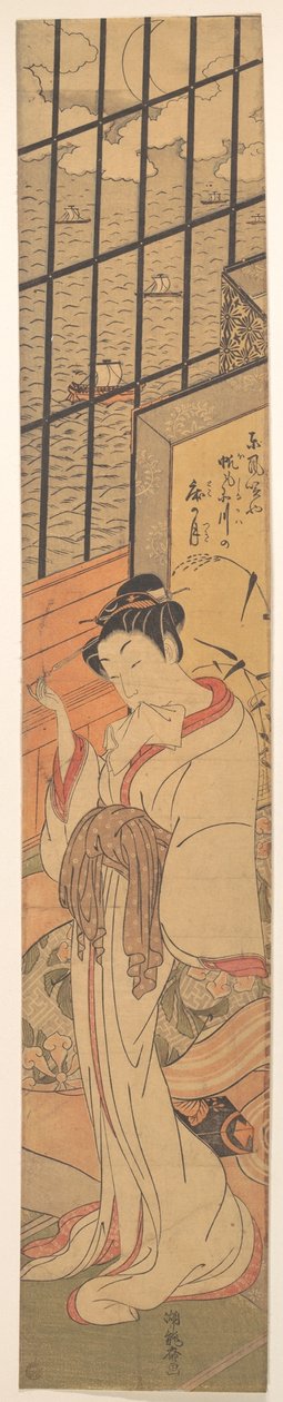 Mondaufgang über der Bucht von Edo - Isoda Koryusai