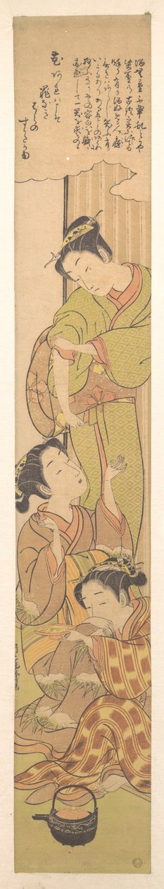 Drei Mädchen trinken Sake - Isoda Koryusai