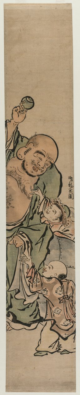 Deux enfants mendiant un bijou à Hotei, vers 1770 - Isoda Koryusai