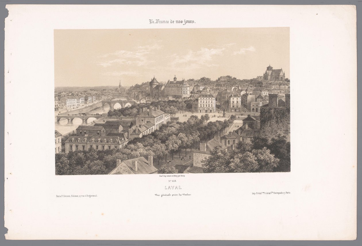 Vue de Laval depuis le viaduc (La France de nos jours) - Isodore Laurent Deroy
