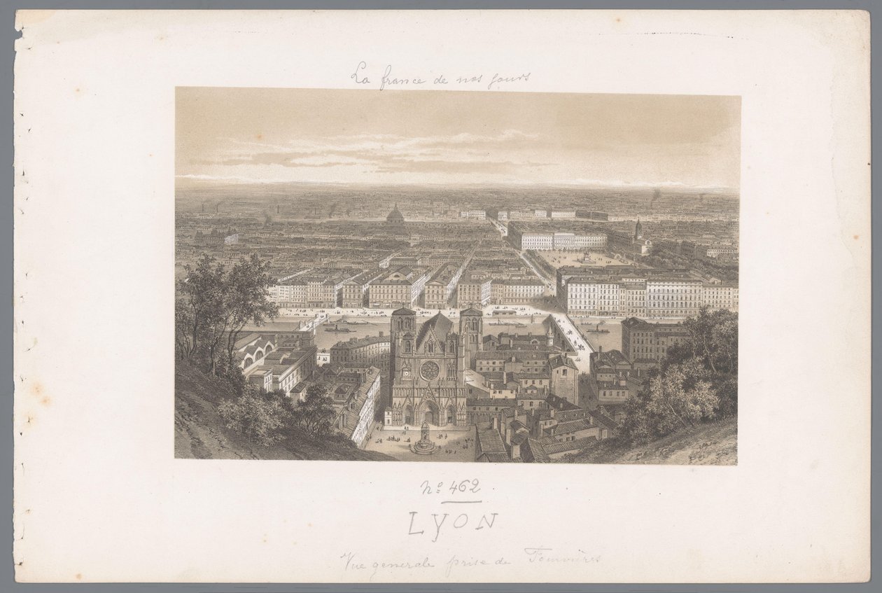 Vue sur Lyon et la cathédrale depuis Fourvière - Isodore Laurent Deroy
