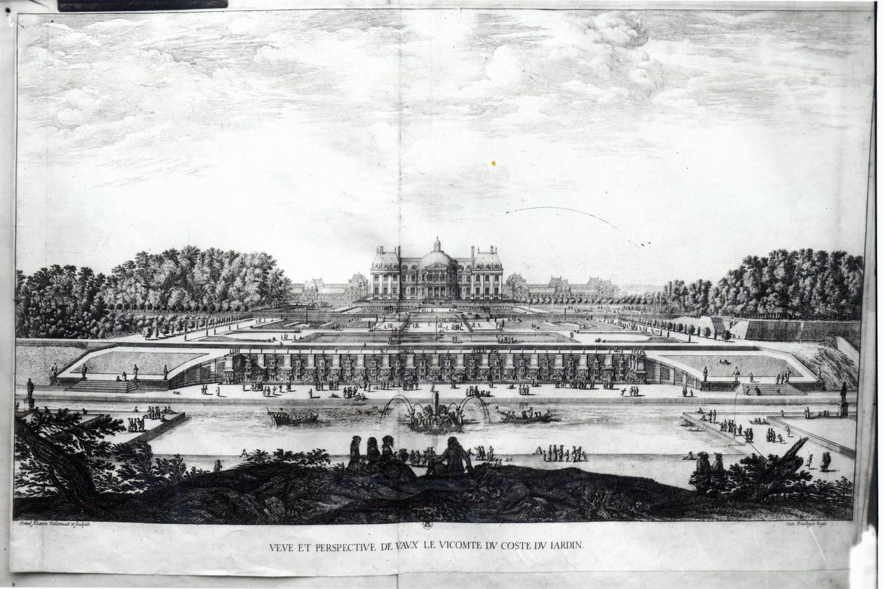 Vue en perspective de la façade du jardin du Château de Vaux-le-Vicomte - Israël Silvestre the Younger