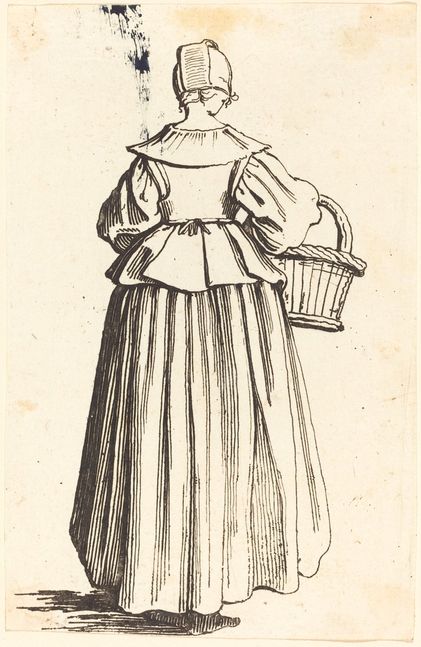Paysanne avec panier, vue de dos - Israel Henriet after Jacques Callot