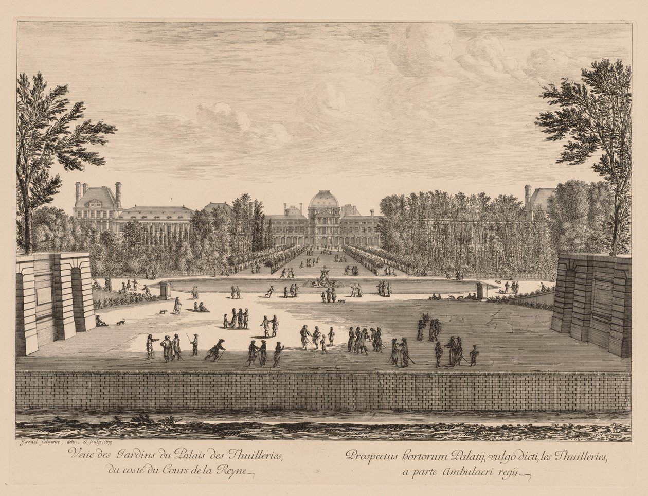 Vue du Palais et des jardins des Tuileries, depuis la cour de la Reine - Israël Silvestre
