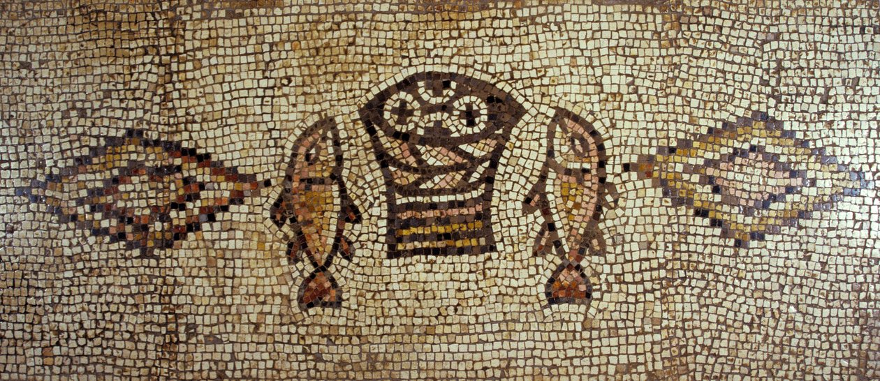 Mosaïque byzantine représentant des poissons et des pains - Israeli School