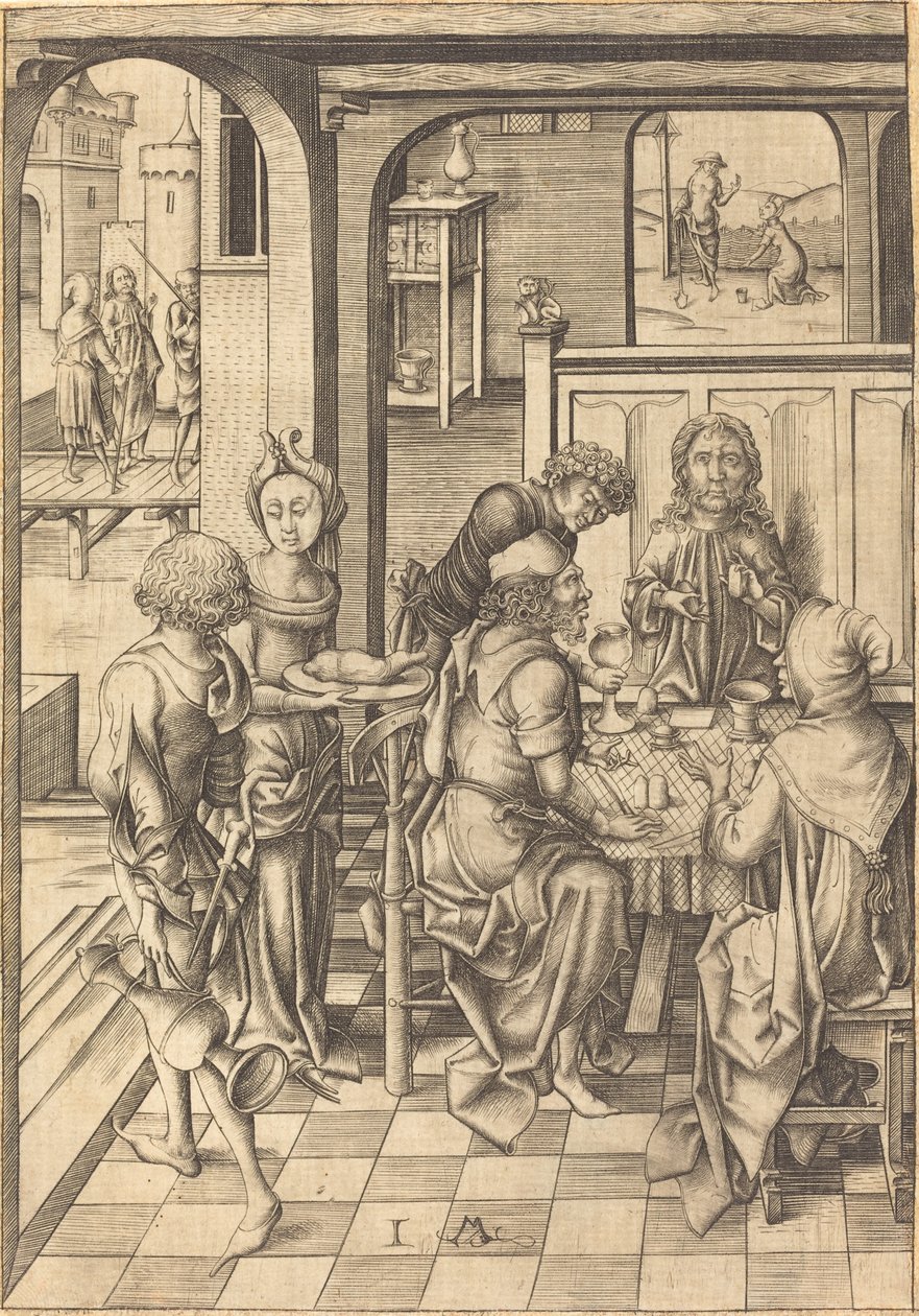 Le Christ à Emmaüs - Israhel van Meckenem