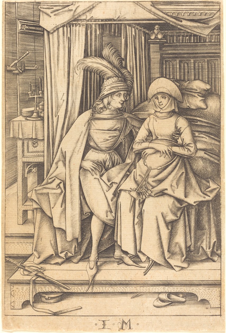 Couple assis sur un lit, vers 1495-1503 - Israhel van Meckenem