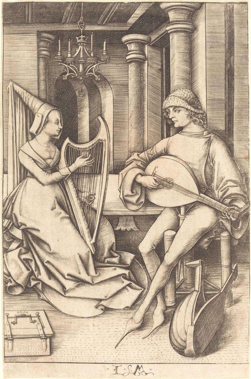 Le joueur de luth et le harpiste, c. 1495-1503 - Israhel van Meckenem