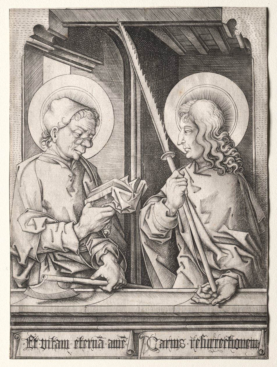 Les Douze Apôtres aux fenêtres gothiques : Saint Matthias et Saint Judas Thaddaeus - Israhel van Meckenem