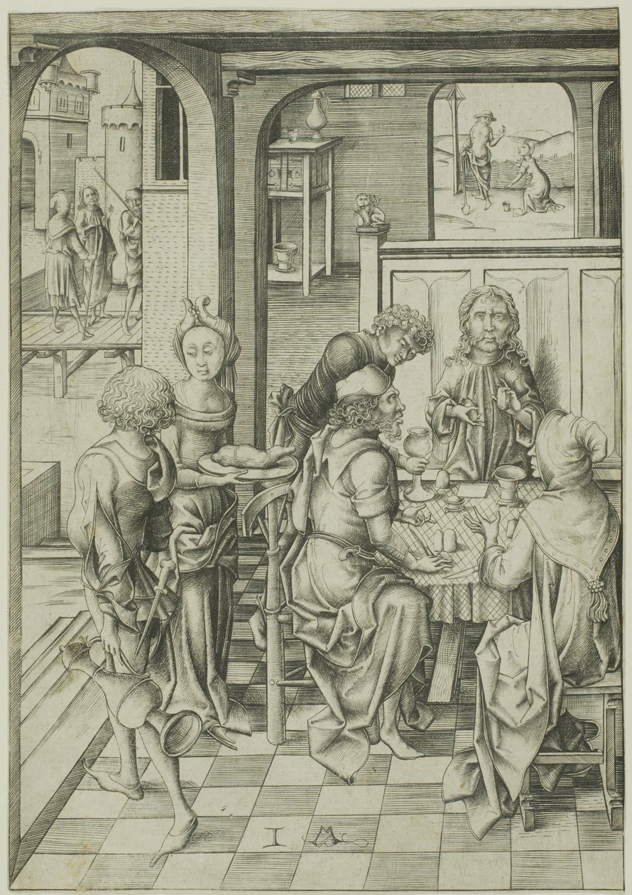 Le Christ à Emmaüs - Israhel van Meckenem the younger