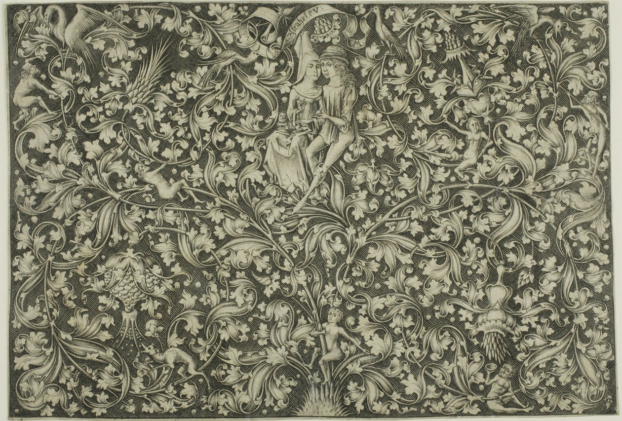 Panneau ornemental avec deux amoureux - Israhel van Meckenem the younger