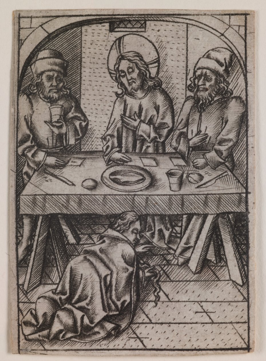Marie Madeleine lavant les pieds du Christ, vers 1500 (gravure) - Israhel van the younger Meckenem