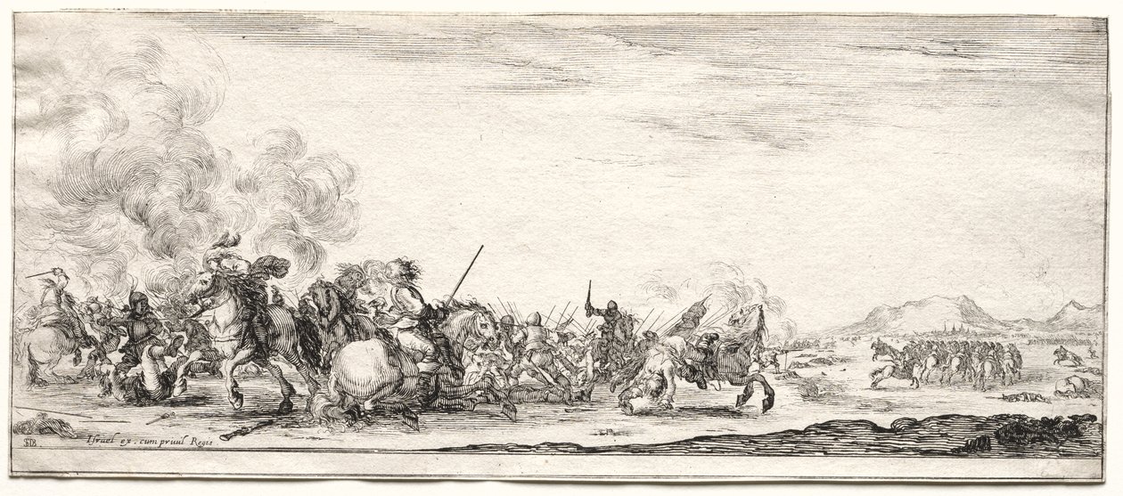 Paix et guerre : escarmouche de cavalerie - Israël Henriet