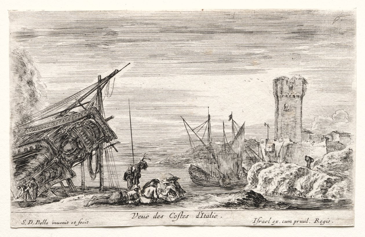 Vues de ports maritimes : Vue de la côte italienne - Israël Henriet