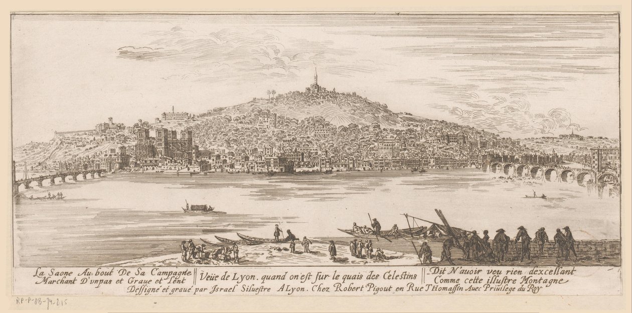 Vue de Lyon depuis la rive près du monastère des Célestins - Israël Silvestre