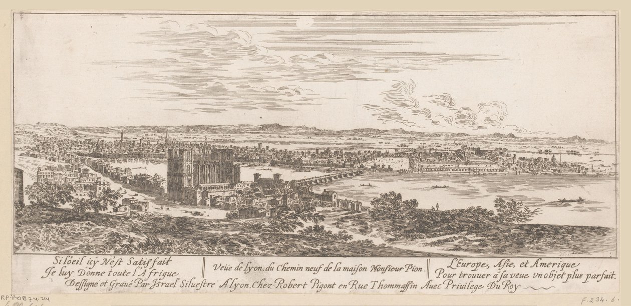 Vue de Lyon depuis la maison de Monsieur Pion - Israël Silvestre