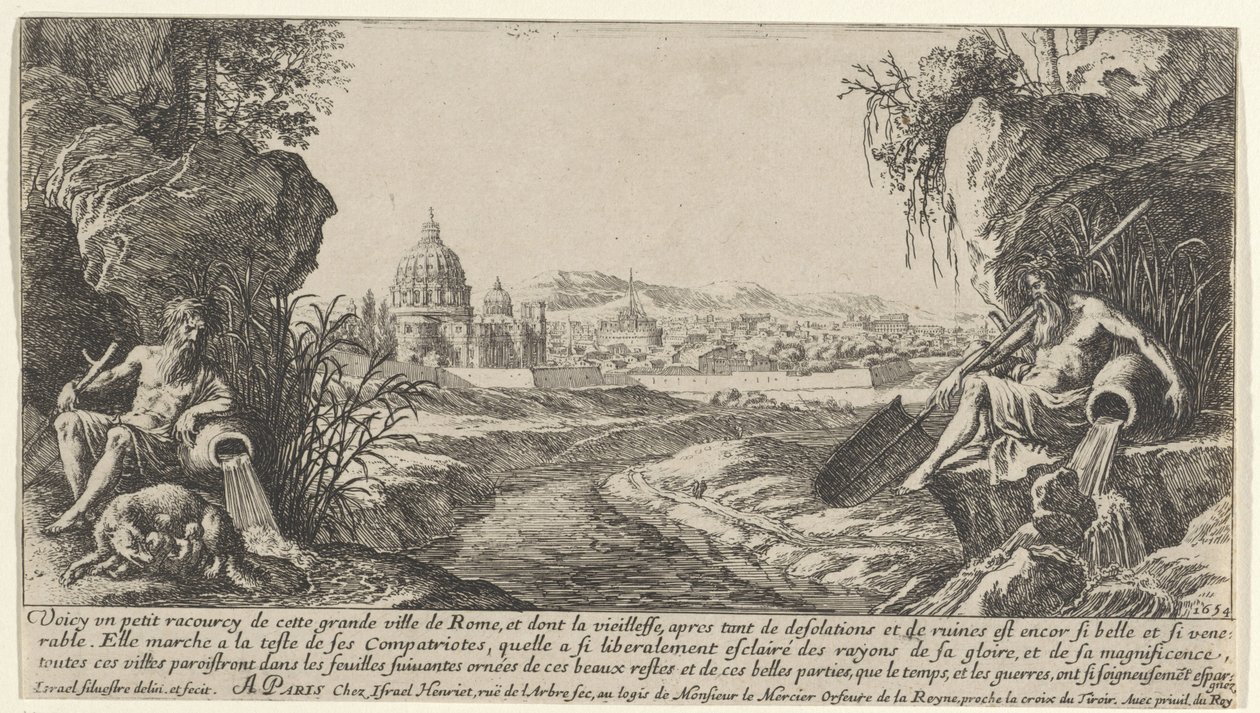 Vue de Rome avec deux dieux de la rivière, Vues de Paris et de Rome (titre de la série) - Israël Silvestre