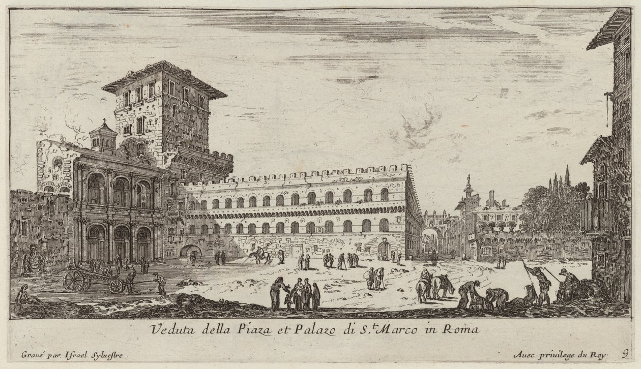 Veduta della Piaza et Palazo di St. Marco à Rome - Israël Silvestre