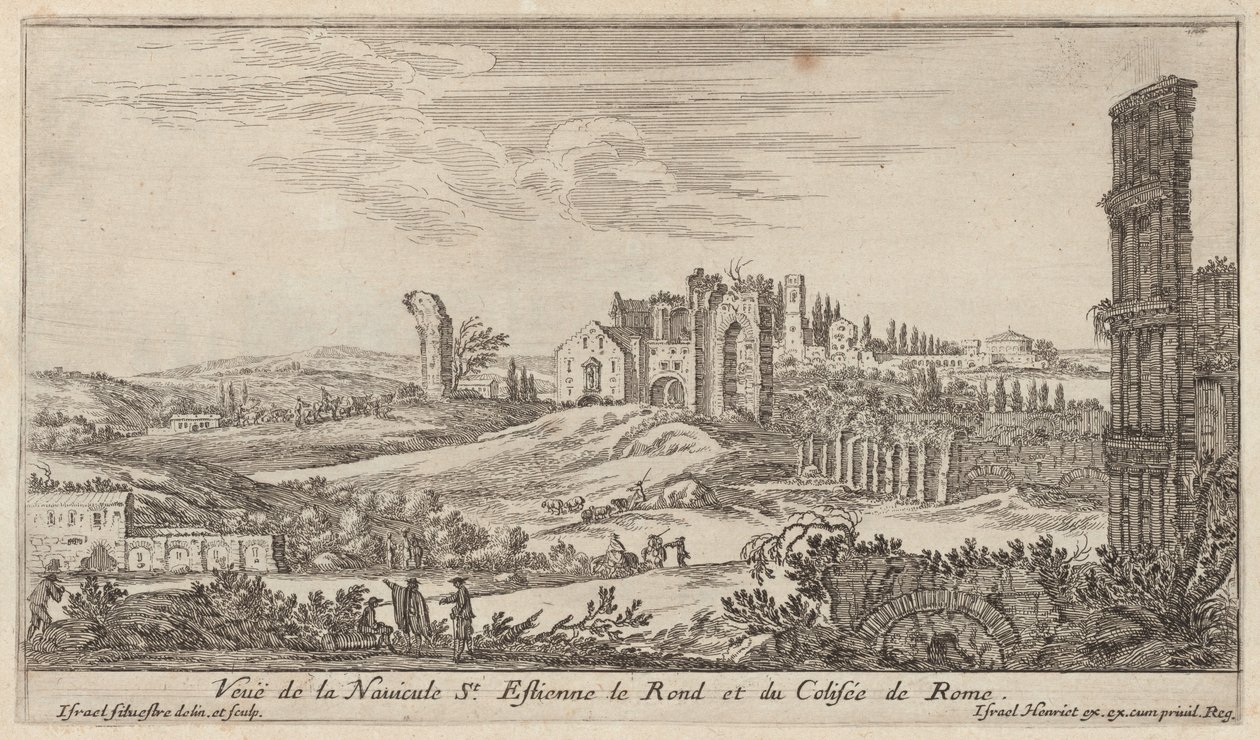 Vue de la Navicule St. Estienne le Rond et du Colisée de Rome - Israël Silvestre