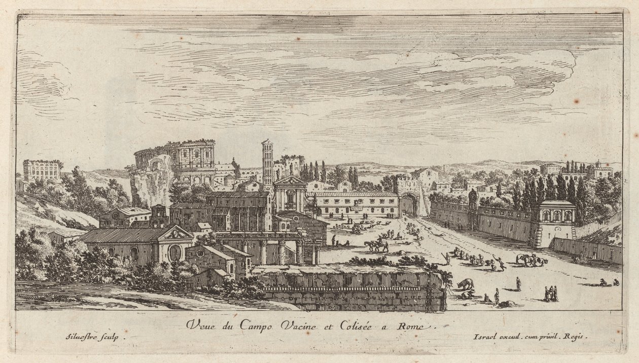Vue du Campo Vaccino et Colisée à Rome - Israël Silvestre