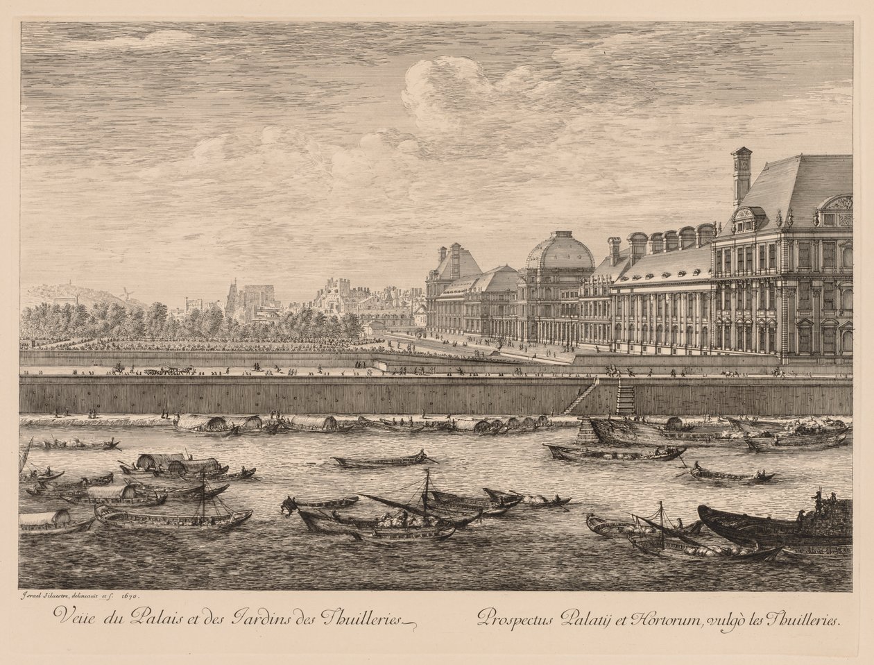 Vue du palais et des jardins des Tuileries, du côté du quai - Israël Silvestre