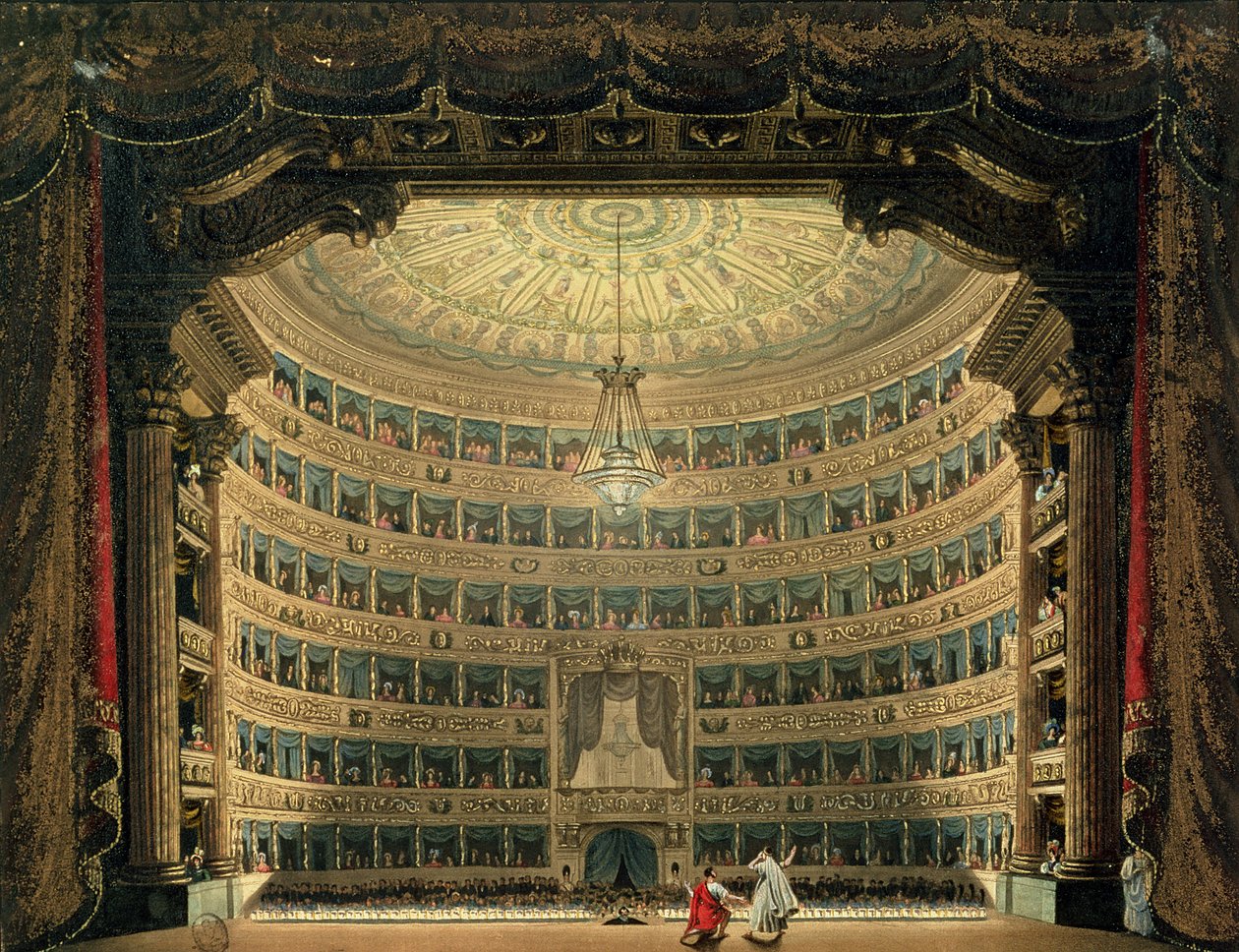 La Scala, Milan, pendant une représentation - Italian School