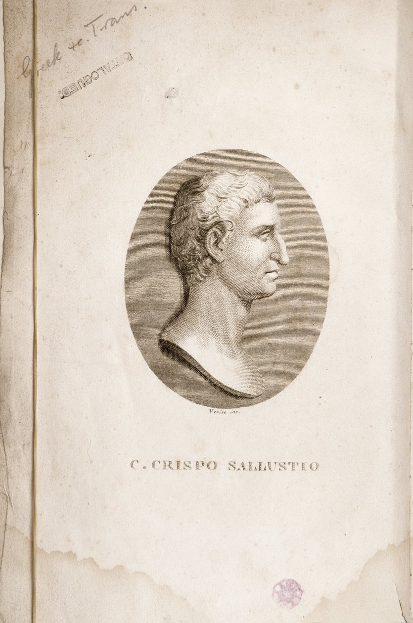 Portrait de Gaius Crispus Sallust (c.85-35 av. J.-C.) gravé par Antonio Verico - Italian School