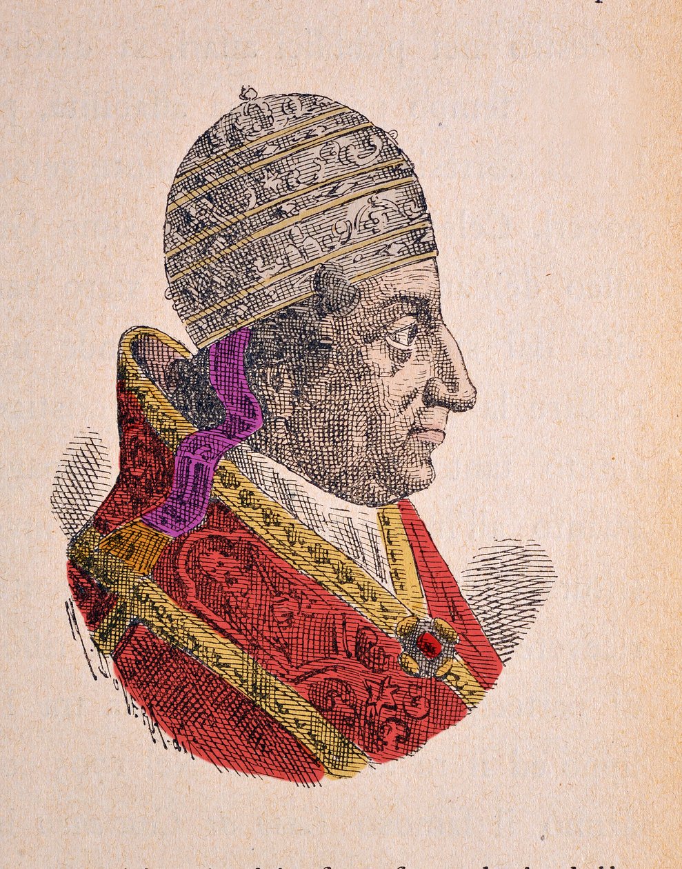 Portrait du pape Clément XI (Clemente ou Clemens) (1700-1721), 1898 (gravure avec coloration ultérieure) - Italian School