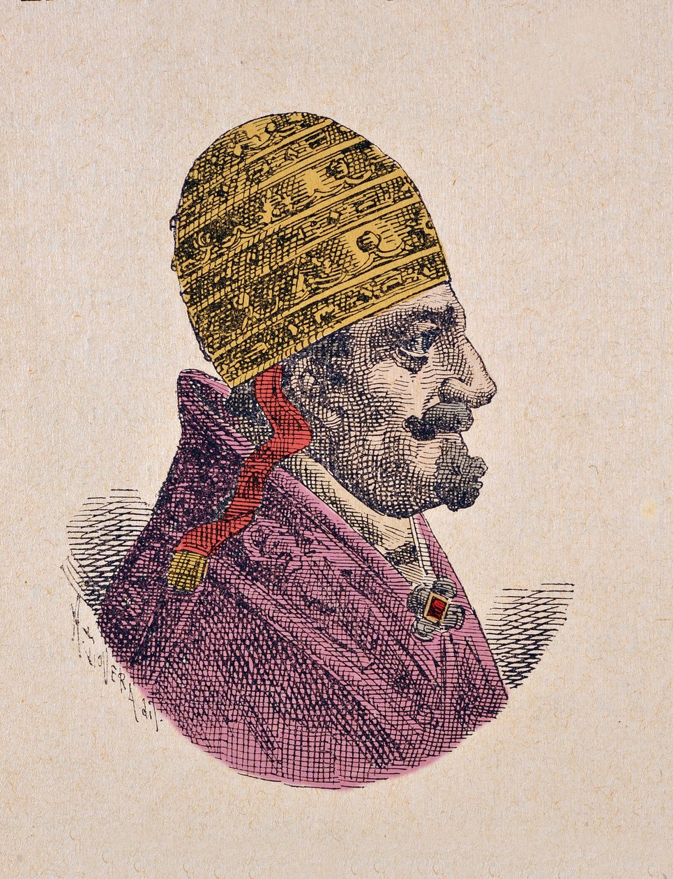 Portrait du pape Innocent XII (Innocenzo, Innocentius) (1691-1700), 1898 (gravure avec coloration ultérieure) - Italian School