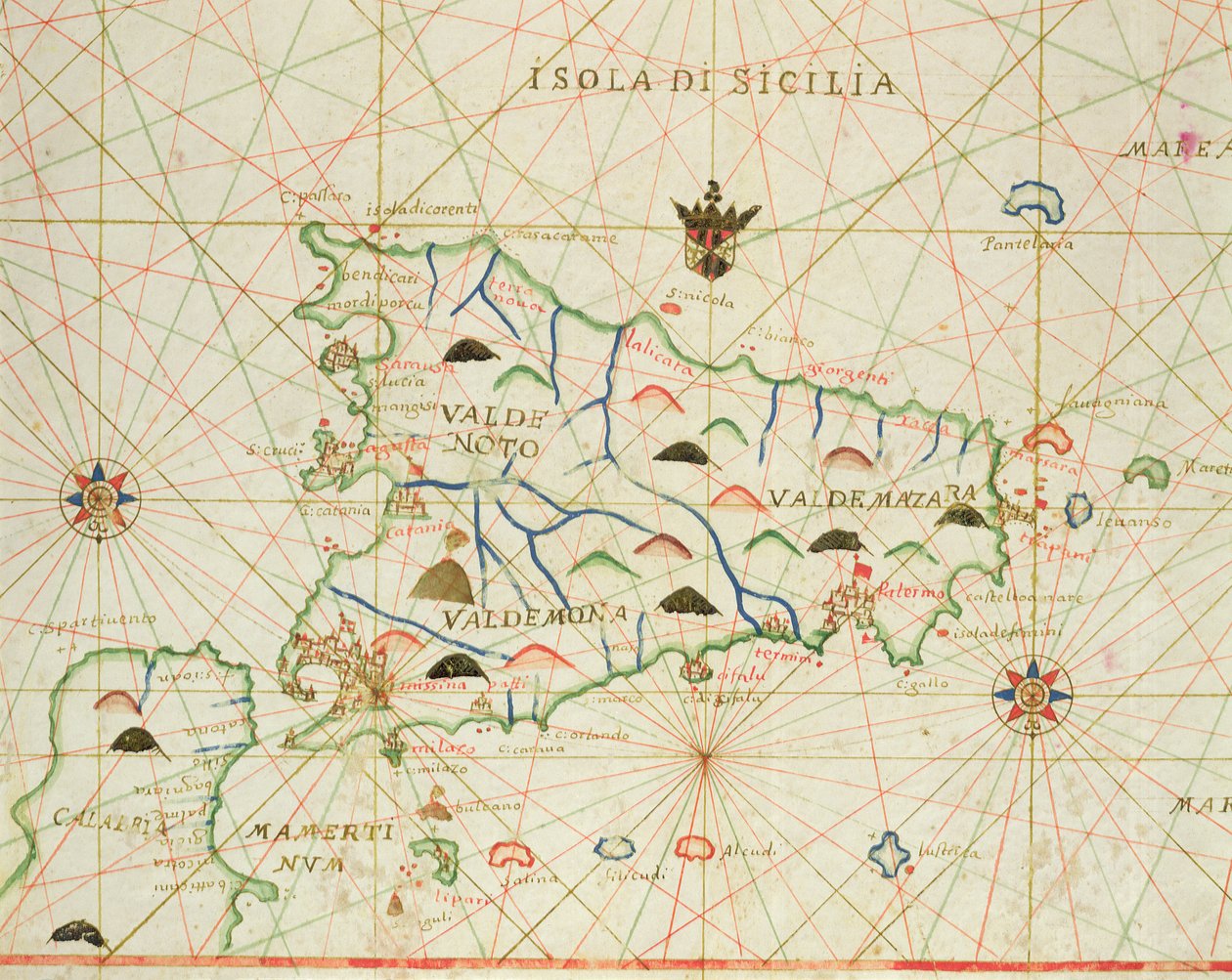 Sicile et le détroit de Messine, d