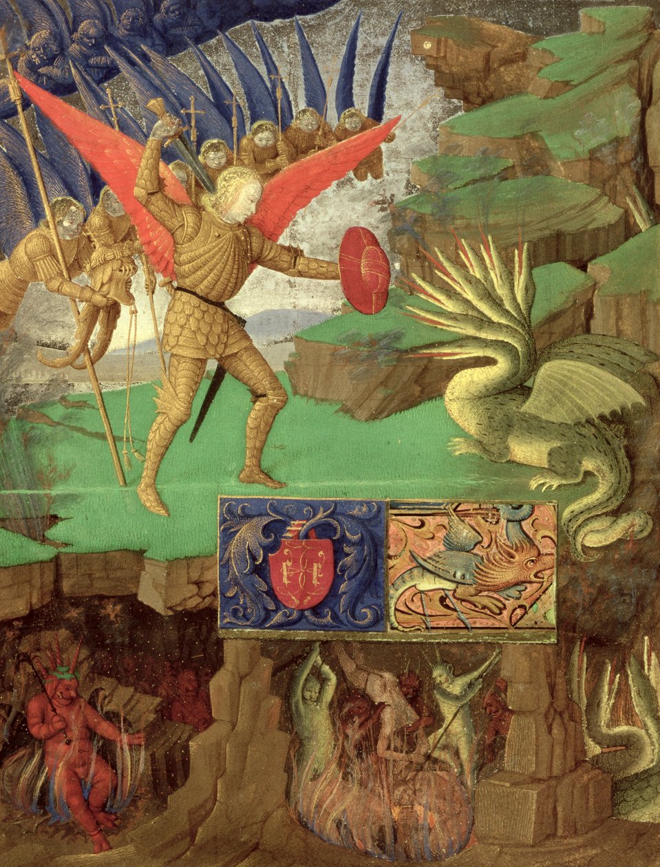 Saint Michel terrassant le dragon - Italian School