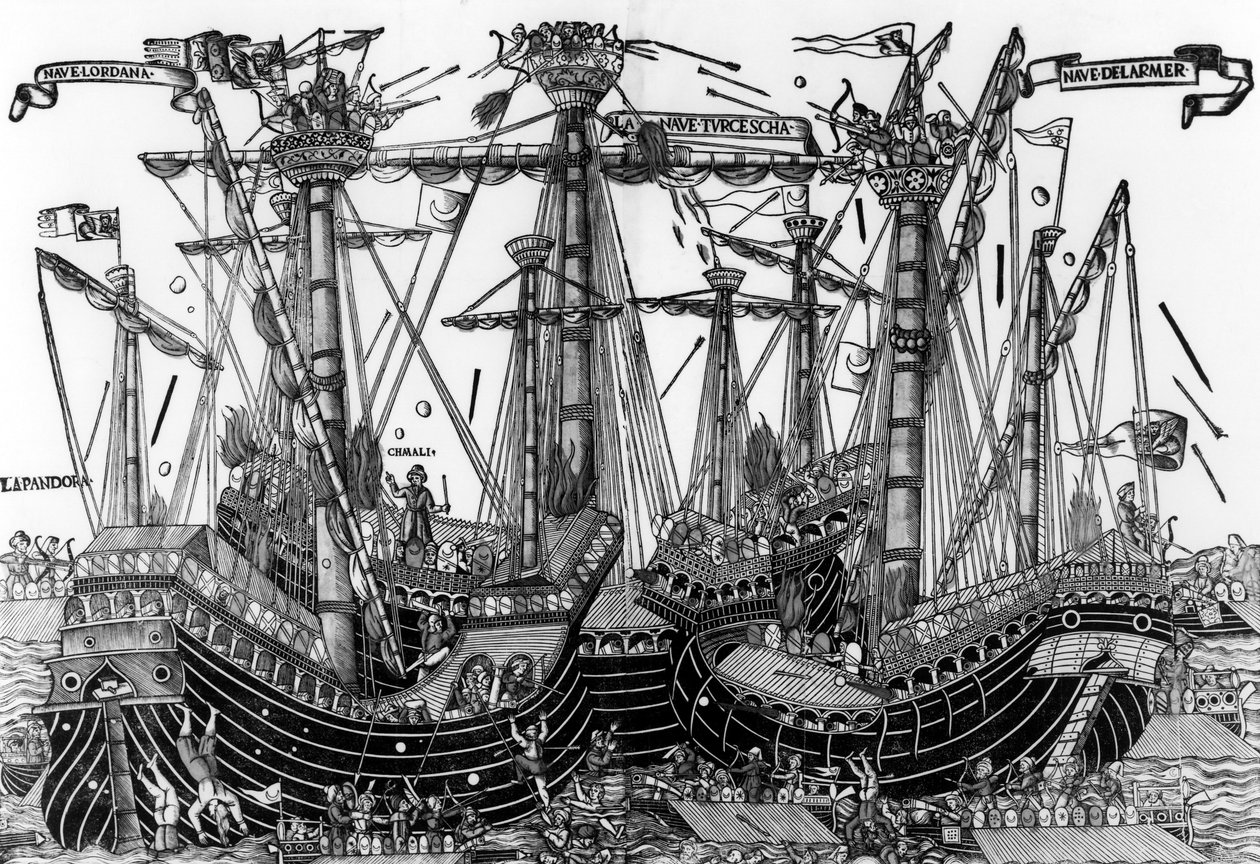 La bataille de Zonchio en 1499 - Italian School