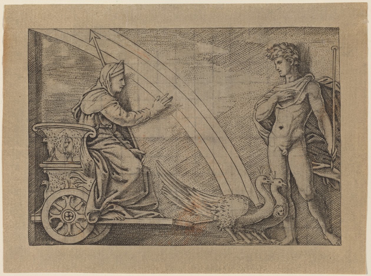 Junon dans un char tiré par des paons - Italian 16th Century