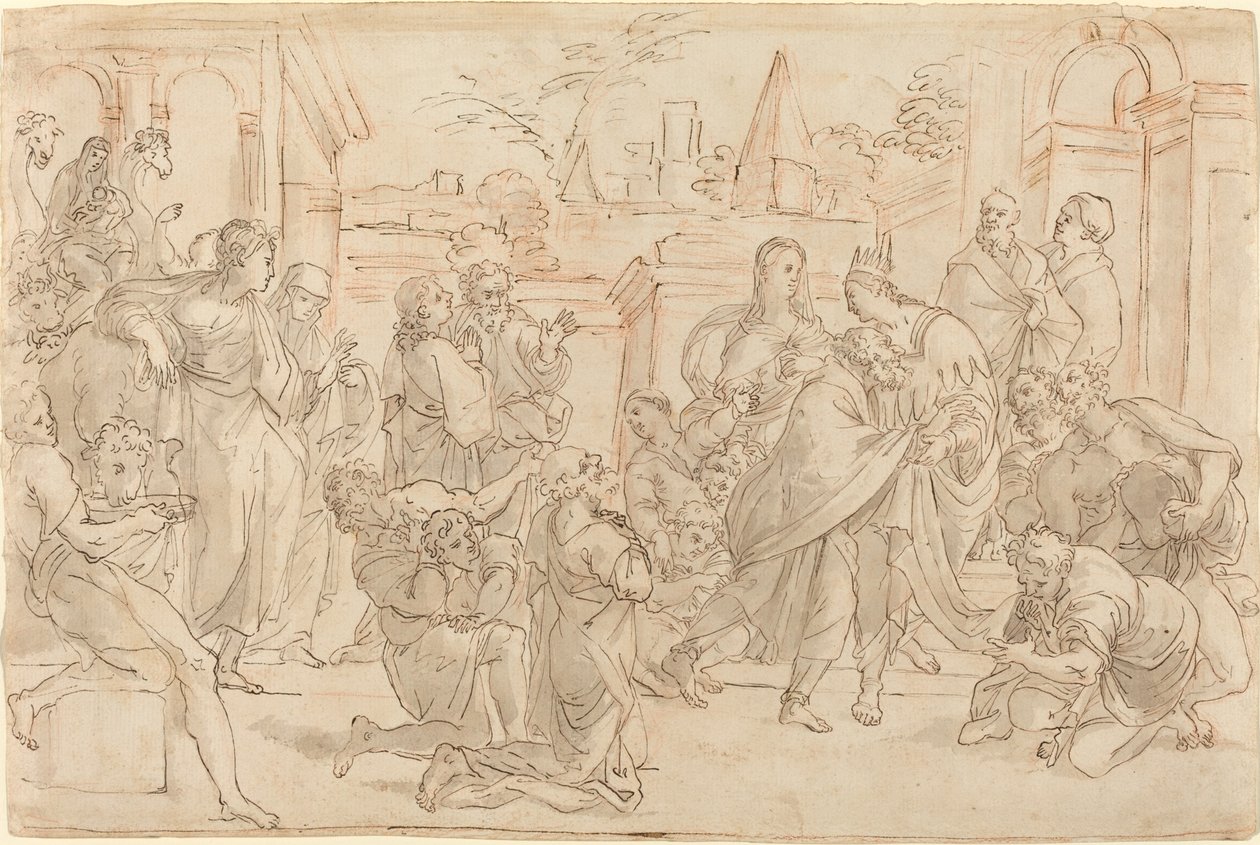 Joseph et son frère en Égypte [verso] - Italian 17th Century