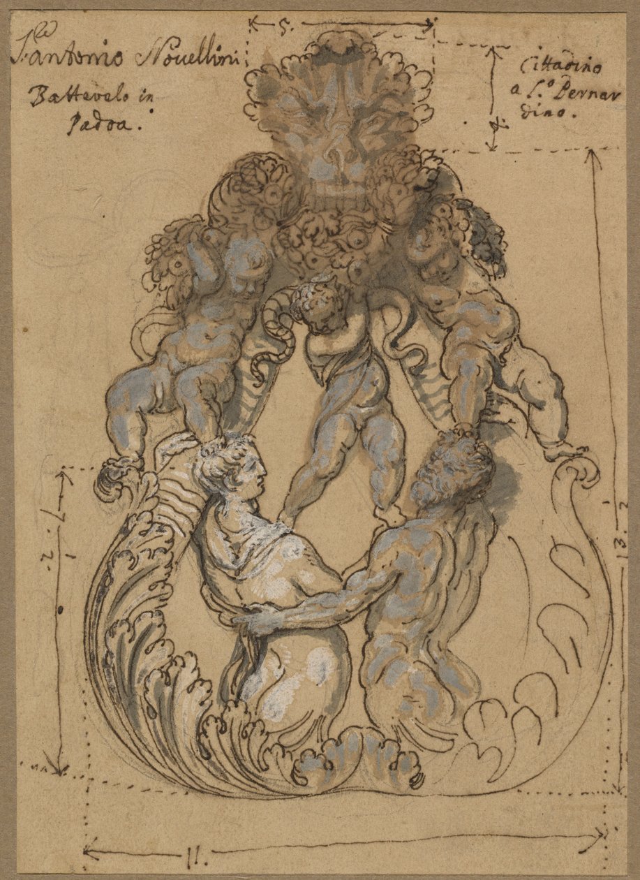 Heurtoir avec Triton, Néréide et Putti - Italian 17th or 18th Century