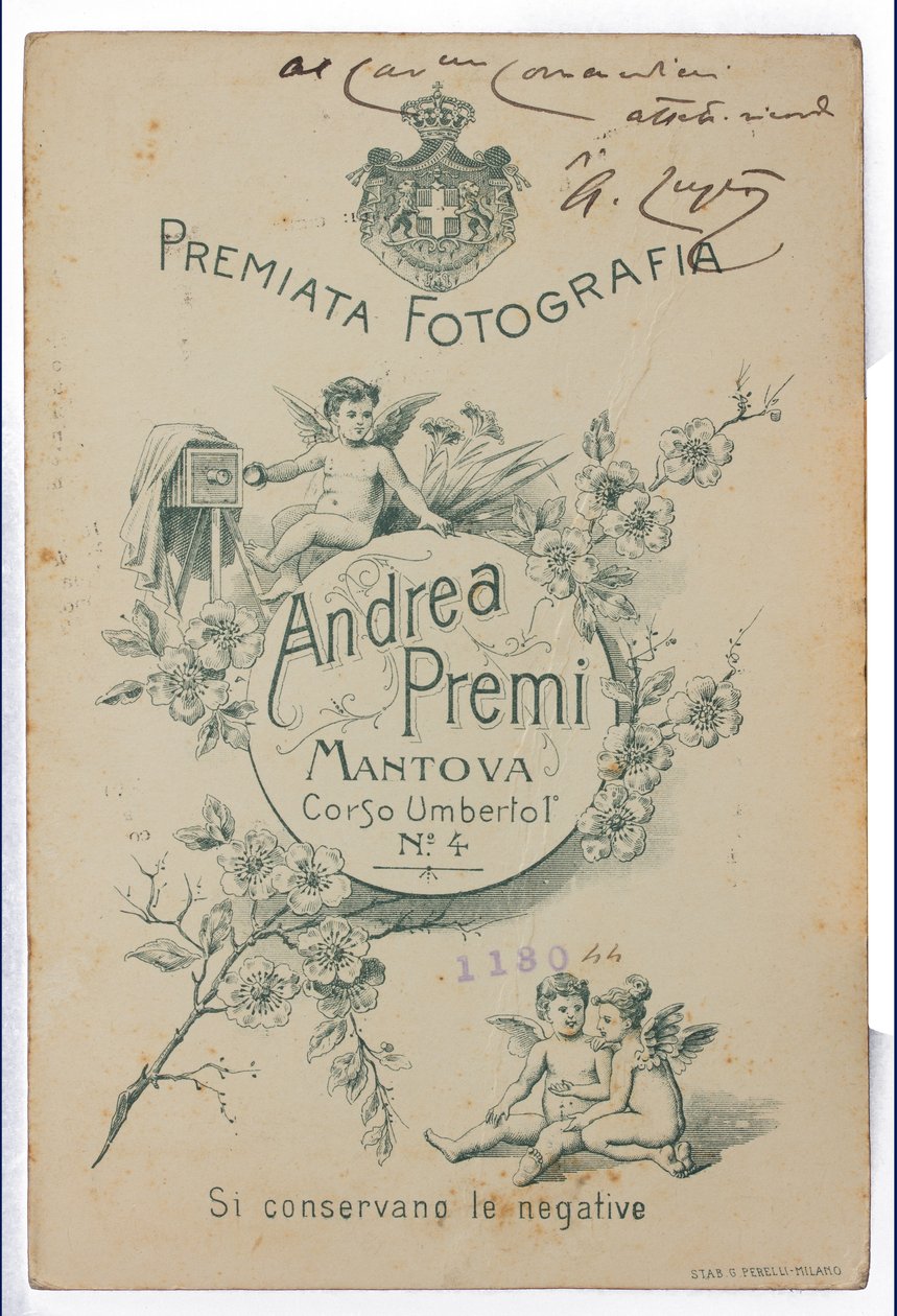 Verso de la carte postale représentant le peintre Albano Lugli - Italian Photographer