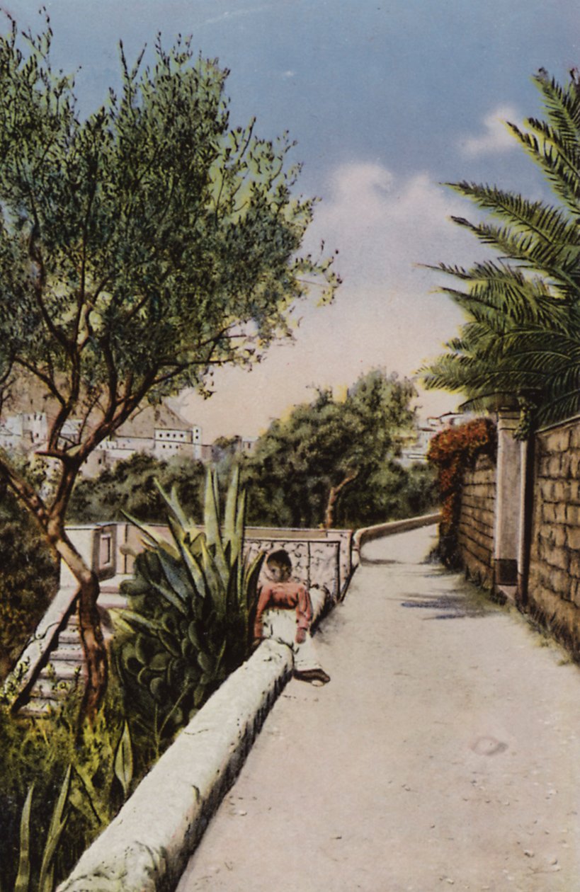 Capri : Via Tragara (lithographie couleur) - Italian Photographer
